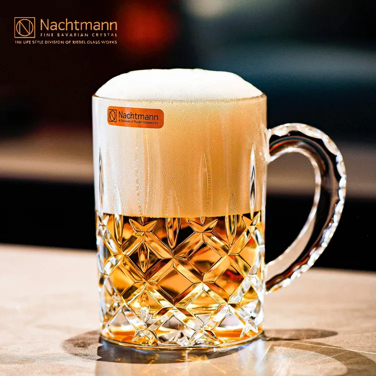 德国进口NACHTMANN水晶玻璃杯家用带把扎啤酒杯果汁杯咖啡杯水杯
