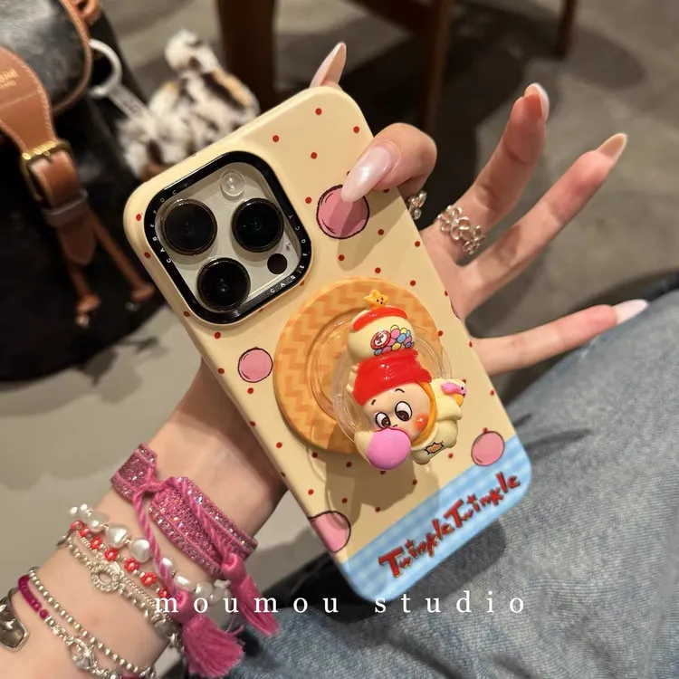 波点拼接吹泡泡星星人菲林磁吸适用苹果16promax手机壳iPhone15女