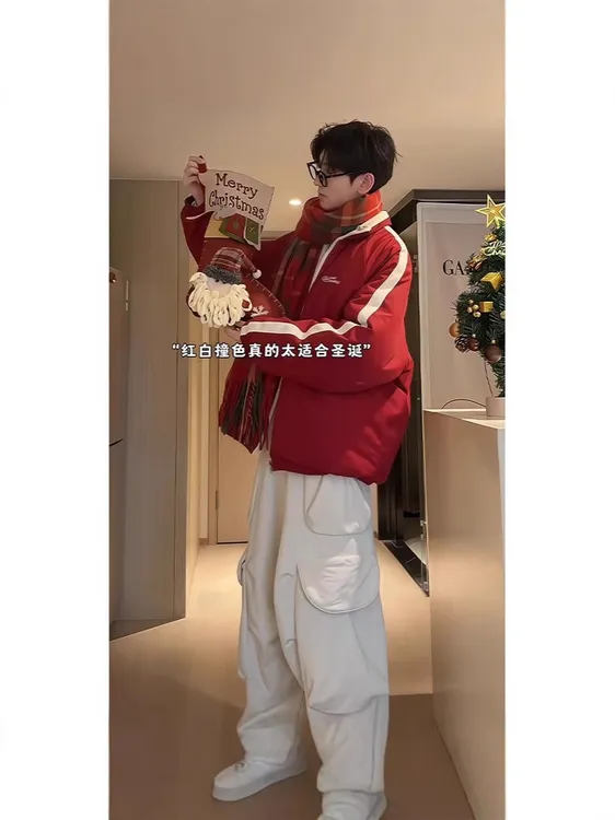 BIanK 两面穿棉衣棉服男冬季本命年棉衣外套喜庆美式情侣棉袄子