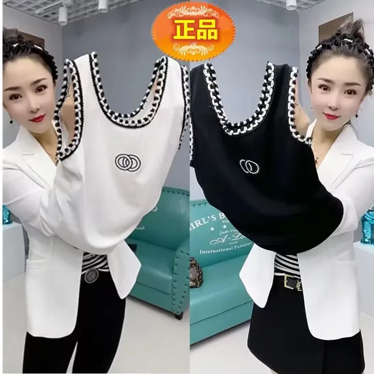 吊带背心女2025新款网红时尚内搭遮肚显瘦洋气百搭圆领无袖上衣女