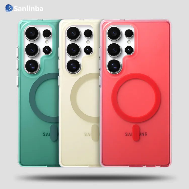 Sanlinba马卡龙透明磁吸手机壳适用三星S25Ultra/S24Ultra磨砂壳