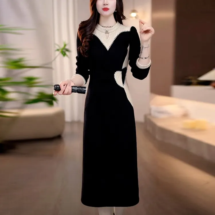 轻奢高贵气质裙子女装冬季新款2025爆款高级感洋气显瘦打底连衣裙