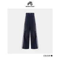 毛妮LADIESFIRST【宽松随性】撞色拼接运动裤女百搭休闲织带L2346