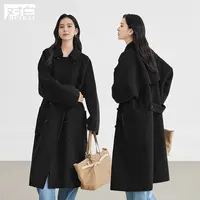 【林一专属】对白气质长款双面呢大衣女2025冬新款宽松毛呢外套