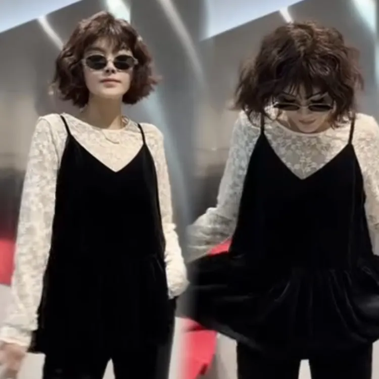 2025秋冬新款时尚显瘦气质网红高档套装女高级百搭宽松大码两件套