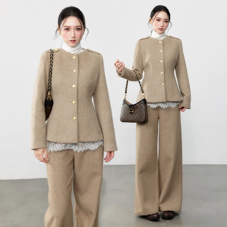 誉芝yuzhi 复古老钱风毛呢外套秋季新款收腰显瘦气质高级感上衣女