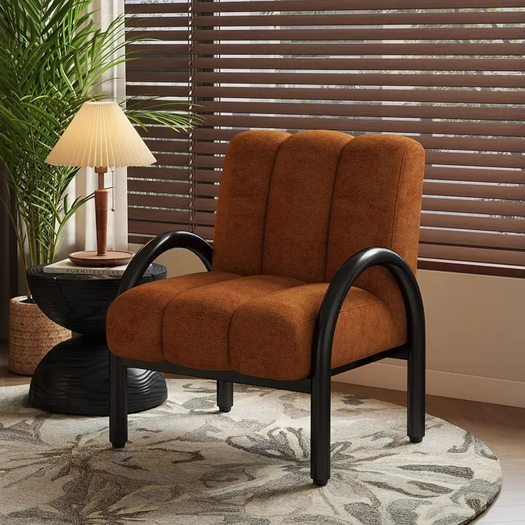 中古风布艺设计师款单人沙发椅复古客厅阳台懒人靠背休闲椅子单椅