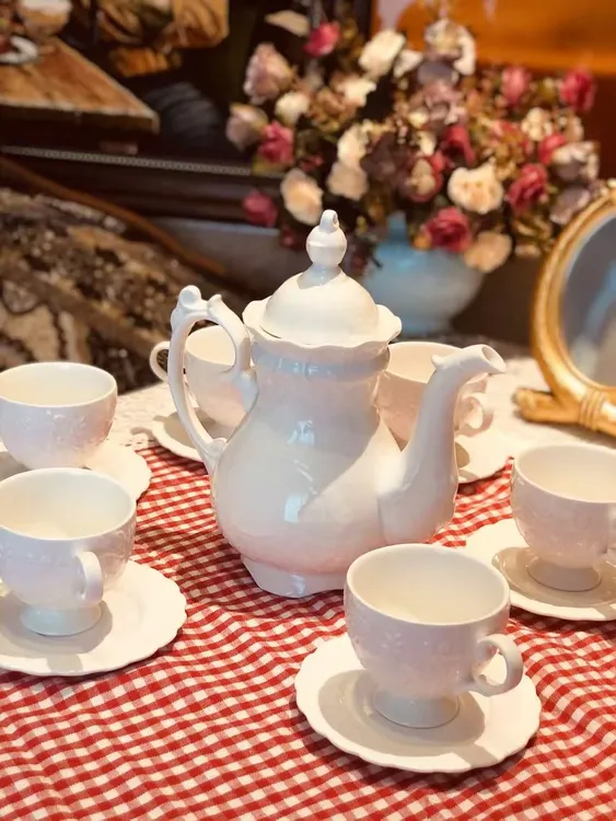 （hasoy新疆包邮）家用陶瓷一壶6杯6碟6勺高档杯碟白色19件套