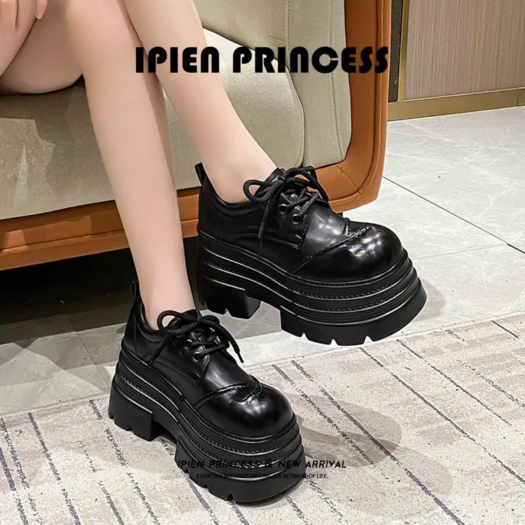 网红英伦风jk配裙子深口单鞋2025春季新款乐福鞋厚底增高小皮鞋女