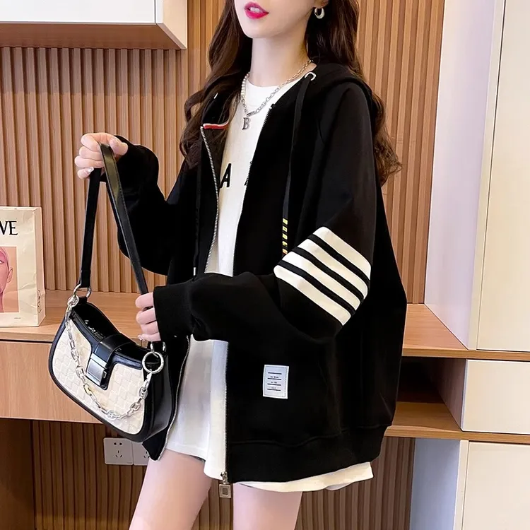 卫衣开衫女2025春秋新款爆款宽松休闲设计感薄款拉链上衣连帽外套