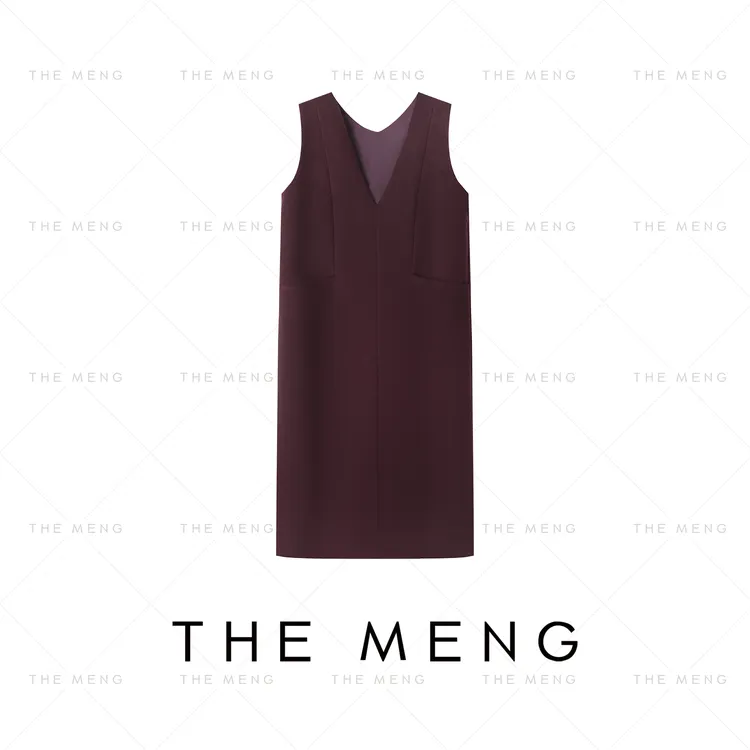 THE MENG【微醺暮色】时尚显瘦外穿复古修身无袖连衣裙#QH2772
