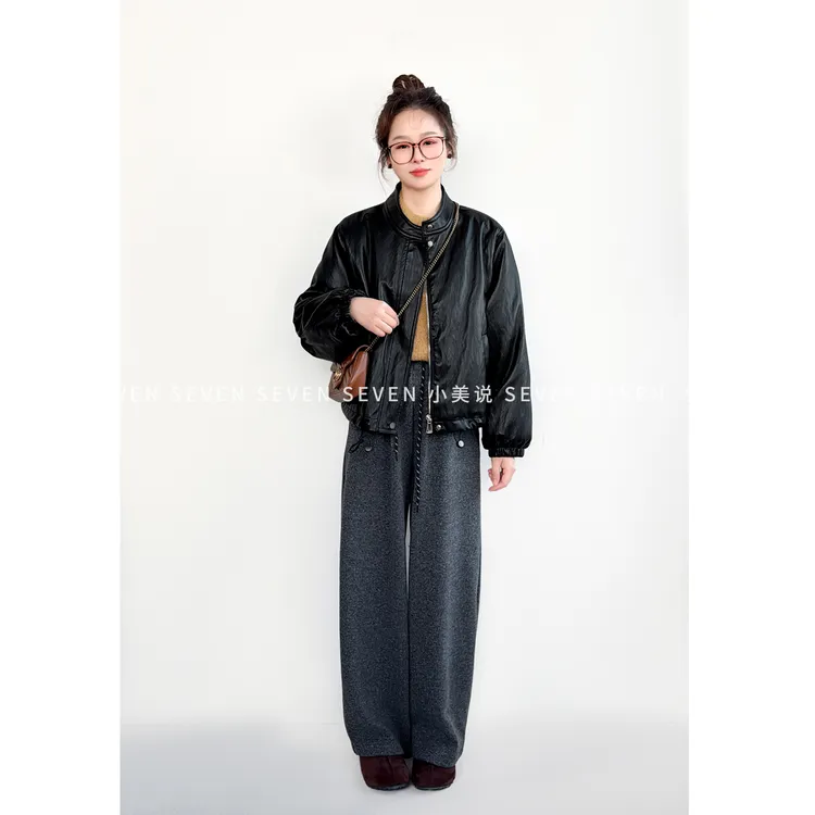 ⑦七七146小个子冬季保暖加毛加厚短款pu皮衣女新款夹克外套小美说