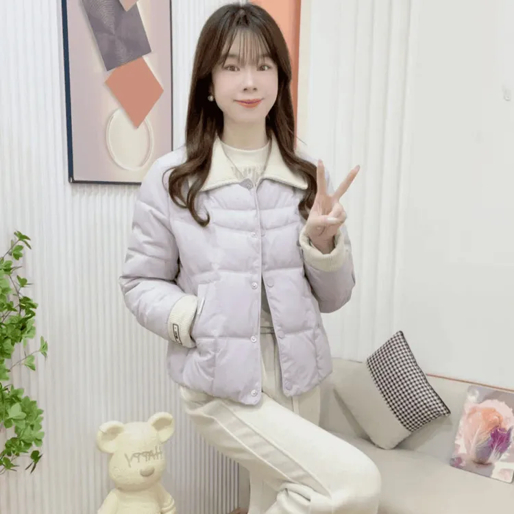 时尚棉服短款外套女2025冬季新款洋气显瘦翻领棉衣小个子保暖棉袄