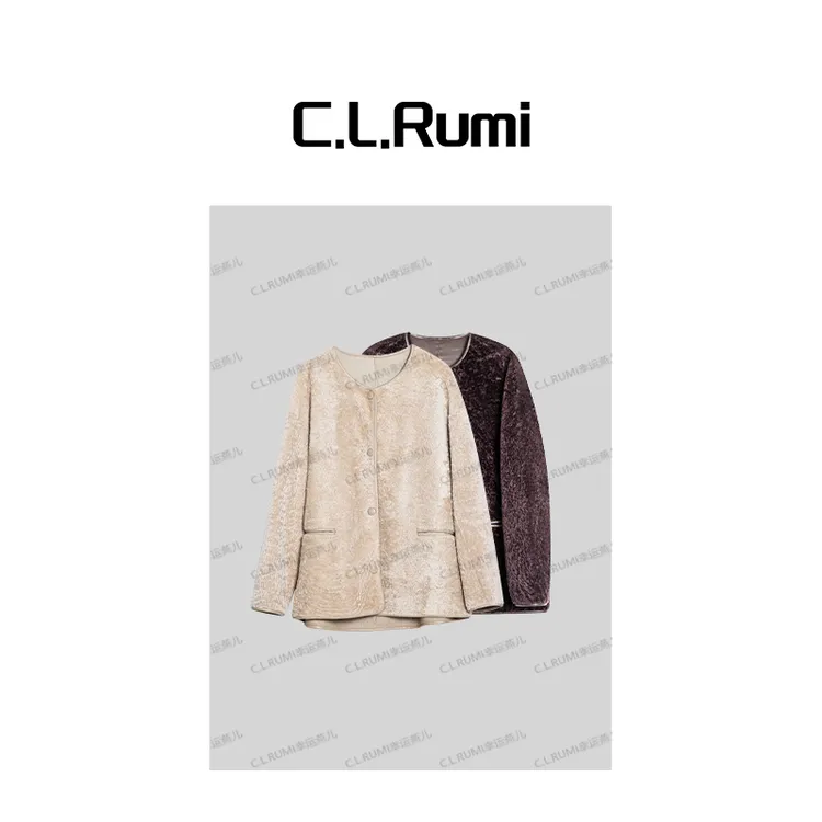 【Rumi精选】雾凇  秋冬轻奢水波纹高级感皮毛一体外套7102wt