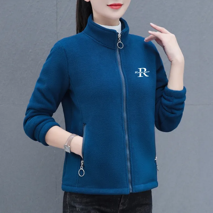 时尚摇粒绒女士短外套2025秋冬新款抓绒衣上衣小个子妈妈加绒卫衣