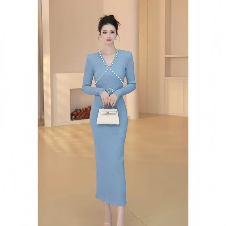 沐子的轻奢私藏【Mu/zi56031】秋季名媛高定显瘦复古收腰显瘦连衣裙