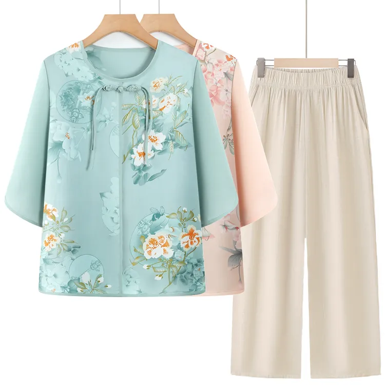 妈妈装夏季洋气中国风小衫老年人夏装女奶奶T恤阔太太新中式衣服