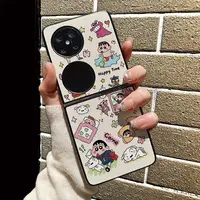 ZB郊游小新适用华为P50/P60手机壳荔枝纹贴皮Poctet2保护套女生