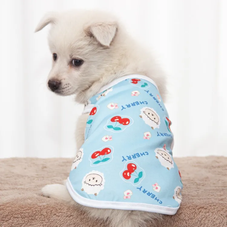 夏季狗狗中型犬小型犬薄款泰迪雪纳瑞柯基印花夏天狗狗凉凉衣