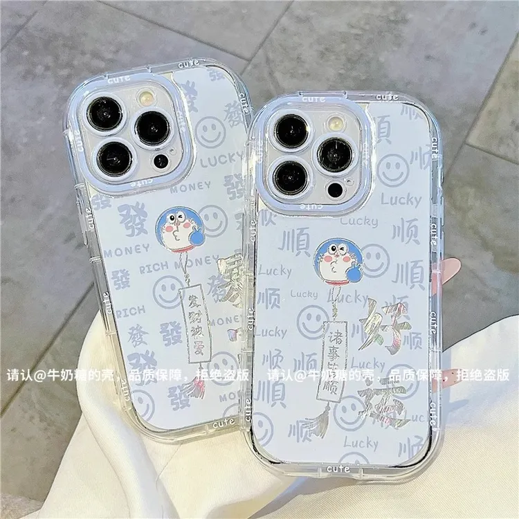 哆啦A梦适用苹果16羽纱手机壳新款华为新年vivo国风小米喜庆oppo