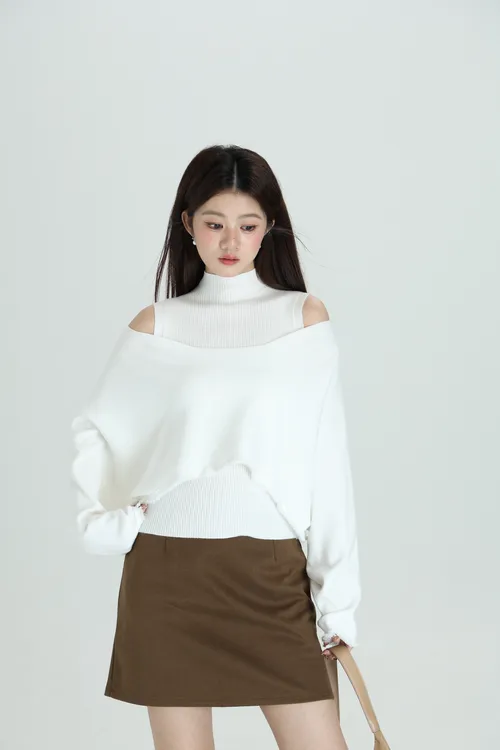 秋季套装2025新款大码女装洋气针织罩衫毛衣高级半高领背心两件套