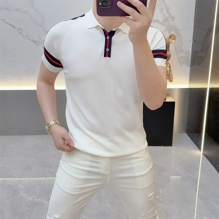 男士夏季新款男士半袖高品质百搭针织薄款时尚休闲翻领POLO衫短袖