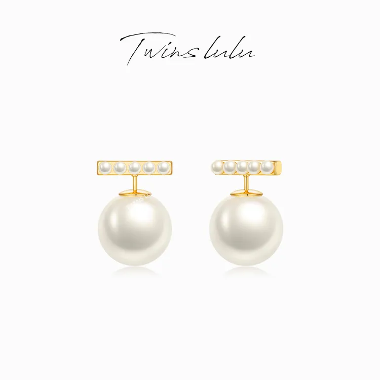 TWINS LULU 气质高级简约一字型珠珠耳环TSL517