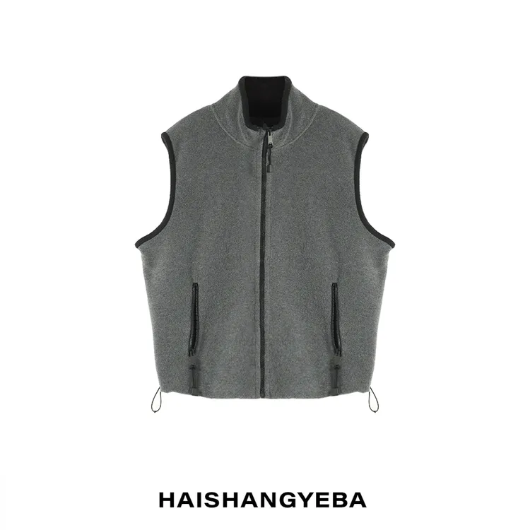 【海上叶爸】新款2025秋冬百搭聚酯宽松拉链厚款保暖无袖马甲外套