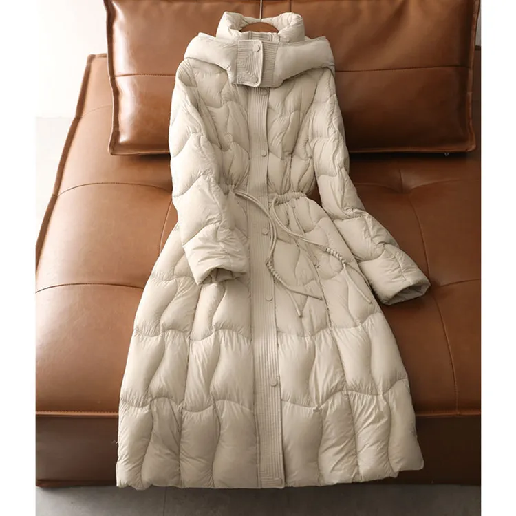 新款品质女装外套冬季加厚修身显瘦外套一件过冬立领连帽长款棉服