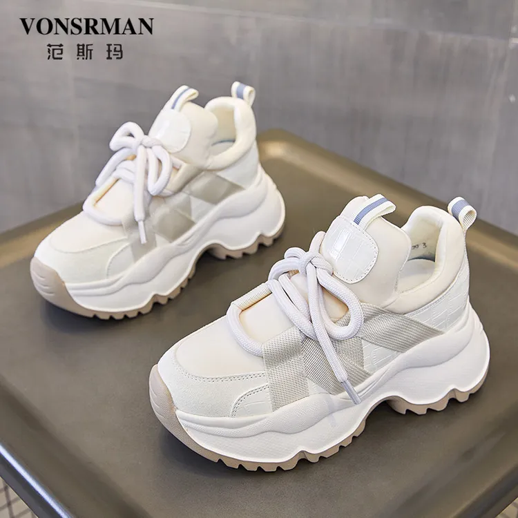 内增高老爹鞋女高端2025夏季百搭小白鞋厚底女鞋子松糕休闲运动鞋
