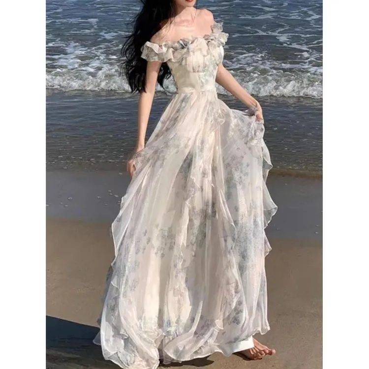 三亚旅行必备法式复古连衣裙吊带沙滩仙女长裙度假氛围感拉满海边