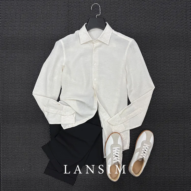 LANSIM·【莱赛尔亚麻】意式绅士通勤衬衫秋季男士商务休闲衬衣长袖