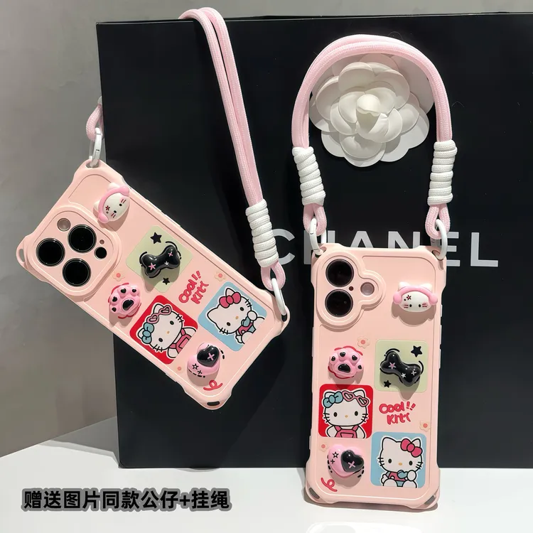 耳机KT猫公仔手绳适用iPhone苹果16手机壳华为p70vivoppo小米15套