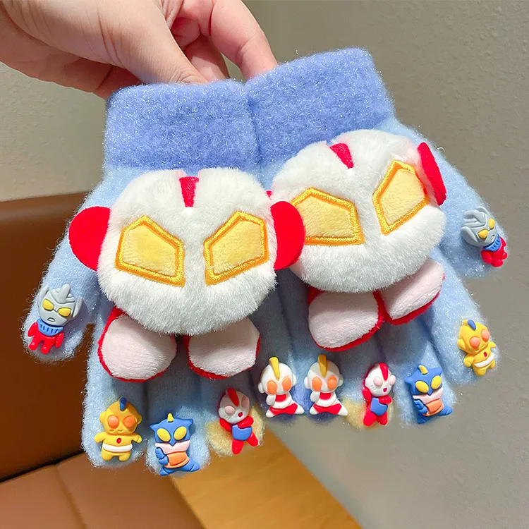 奥特曼儿童手套秋冬季防风保暖分指套男孩diy学生写字男童五指套F