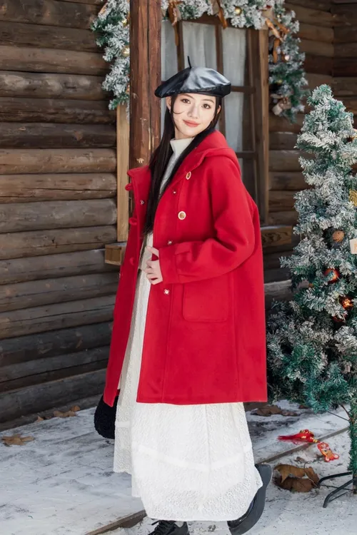 年服秋冬新款呢大衣韩版女童时尚连帽保暖大衣女孩中长款毛呢外套