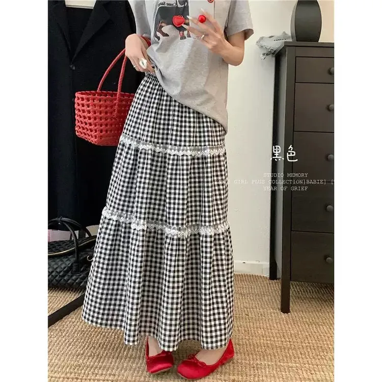 【宝贝家】9119韩系格子半裙
