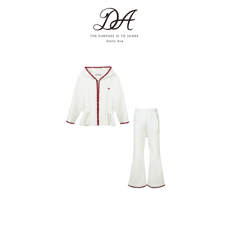 Dolly Ave「少女系列」高定精梳棉醋酸混纺剪裁撞色女童秋冬套装