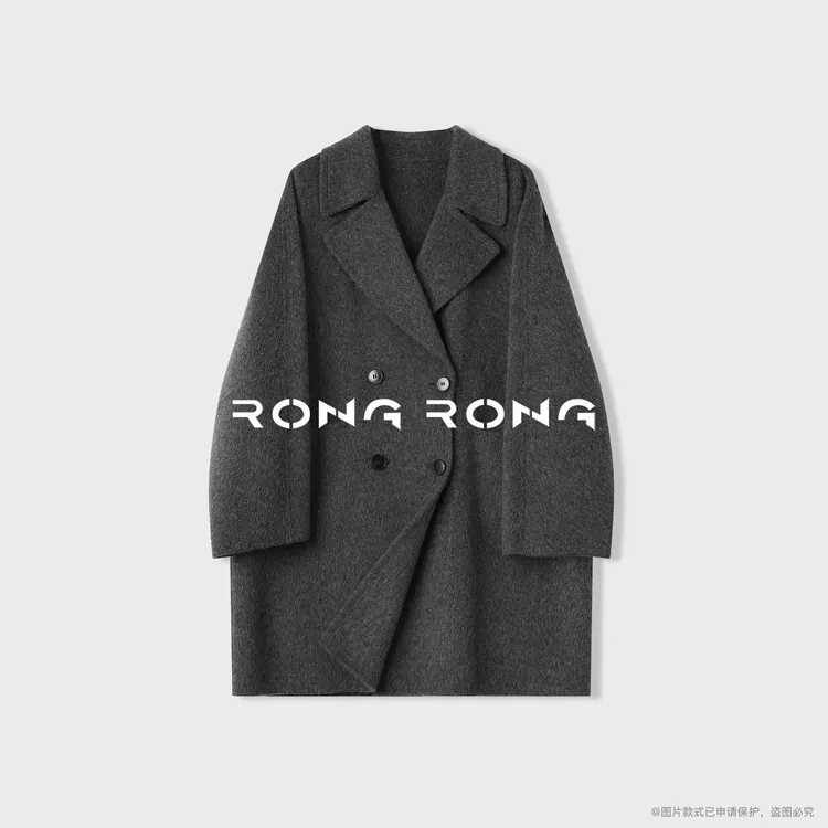 溶溶【星集隐灰】RONGRONG 羊毛狐狸毛法式双面呢大衣24HD810DGS