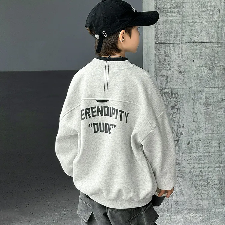 男童加绒卫衣秋冬款2025新款儿童冬季一体加厚打底上衣大男孩冬装