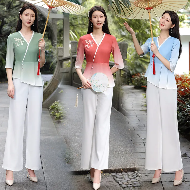 夏季高端气质采耳茶艺服2025新款春夏女养生馆足疗技师工作服套装