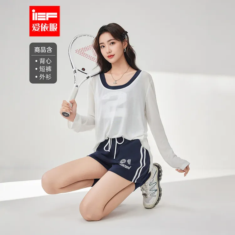 IEF/爱依服时尚套装2025夏季新款美式休闲运动风设计感上下套裤