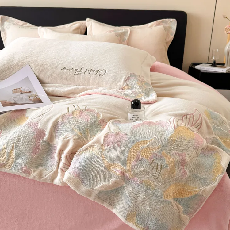 冬季加厚保暖牛奶绒四件套2025新款珊瑚绒法兰绒床单被套床上用品