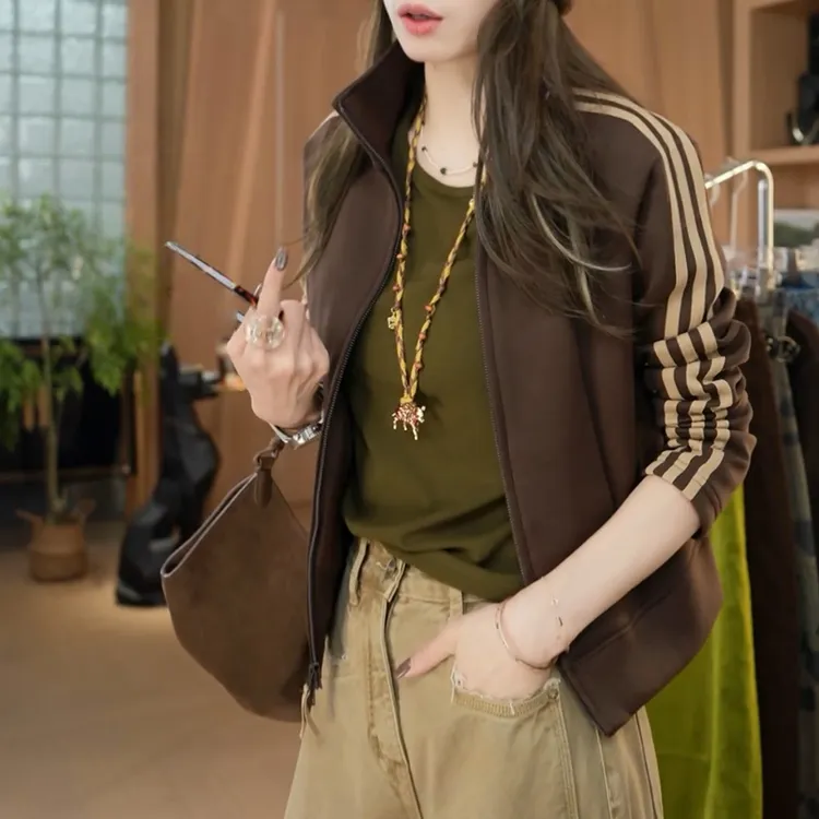 2025秋季新款时尚百搭拼接双拉链外套小众韩版设计感潮流女