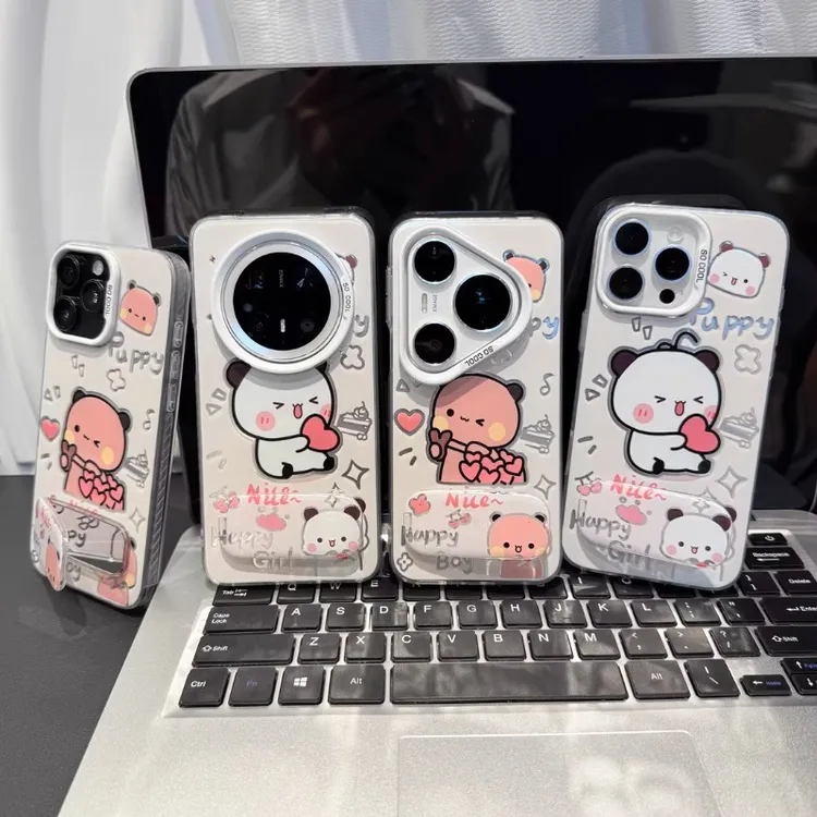 情侣卡通布布支架适用苹果17手机壳新款华为可爱OPPO高级小米vivo