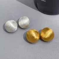 钛钢耳饰 梵诺熙   E   简约百搭拉丝磨砂圆球耳钉 