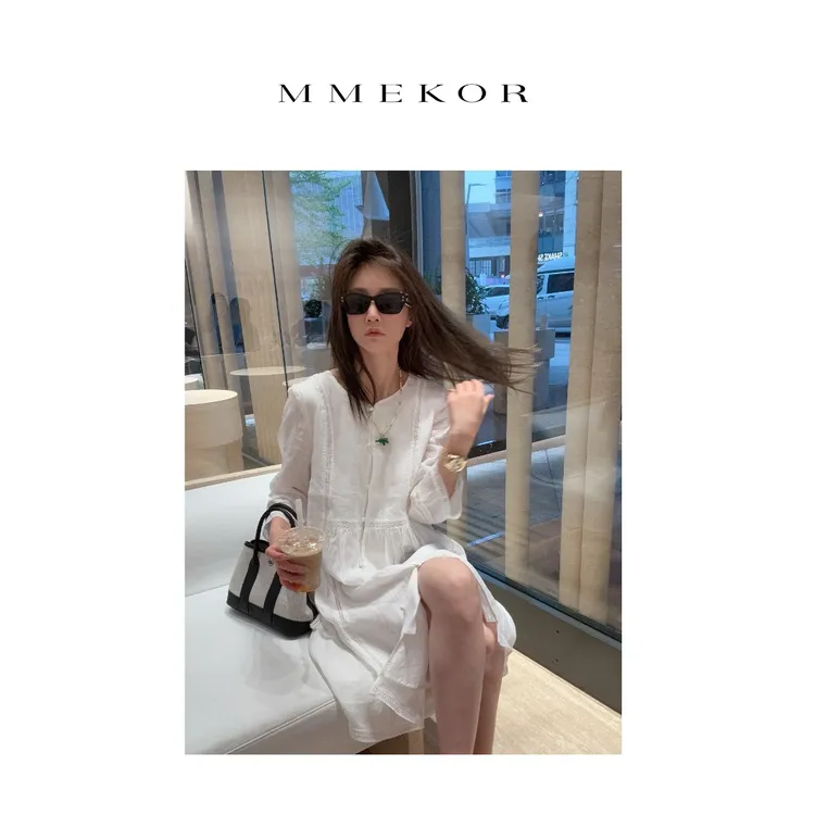 MMEKOR“月桂女神”连衣裙 2025新款千金玛德琳温柔裙子 67328