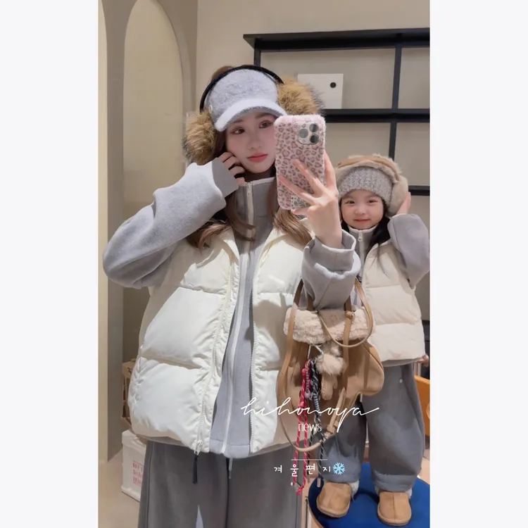Q【雪芙布蕾】二Hihoniya~2025冬季亲子叠穿轻便蓄热羽绒呢子套装