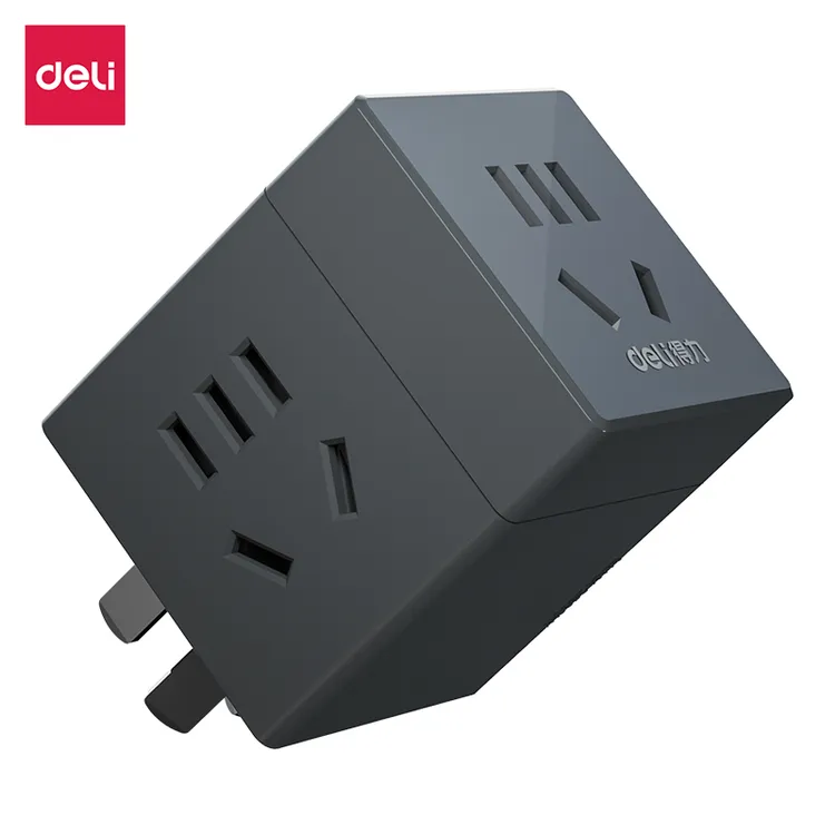 得力USB多功能魔方插座多孔多口转换器宿舍无线插头不带线插排