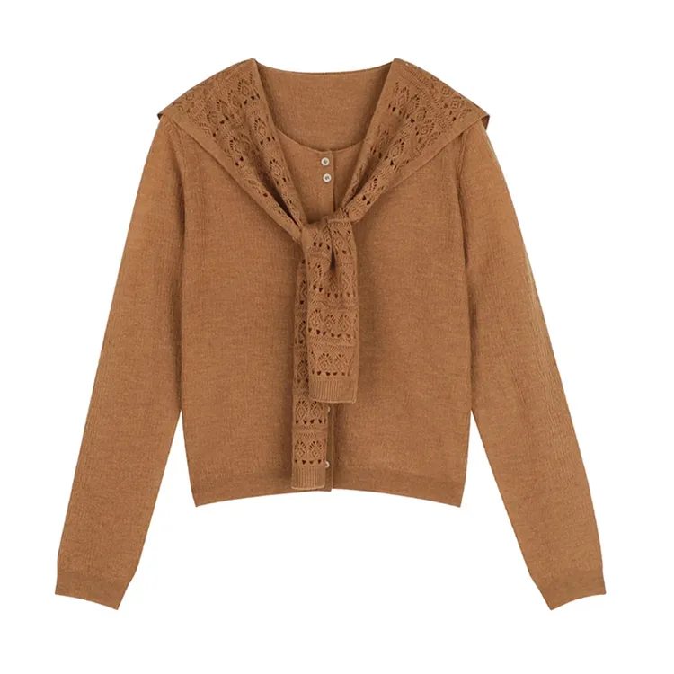 时尚法式高级感圆领披肩针织衫女2025年秋冬新款减龄气质百搭上衣