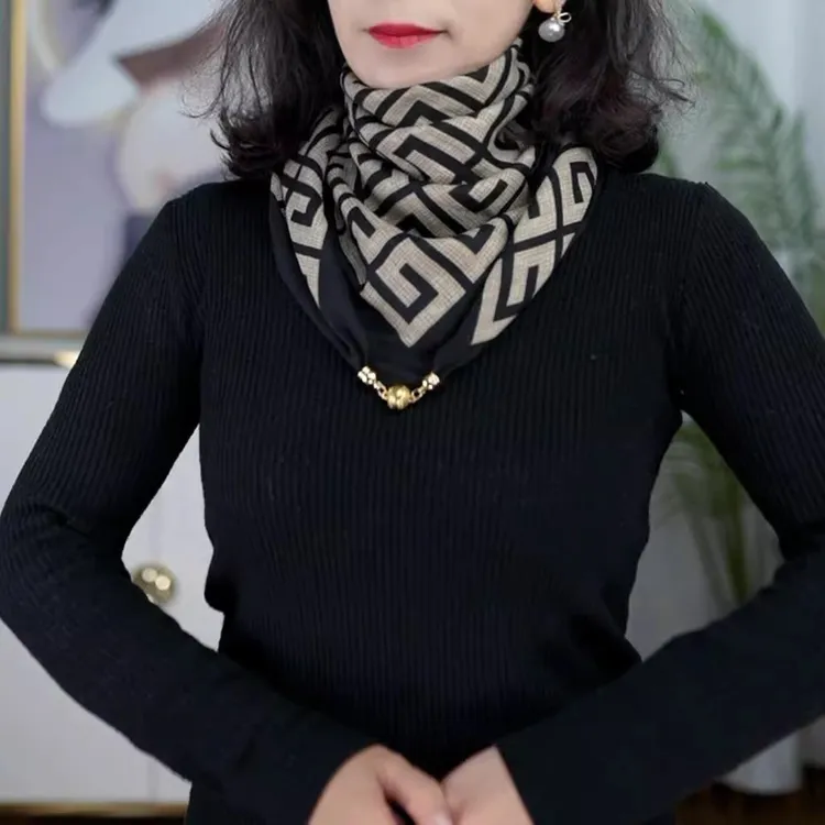 女士秋冬款丝巾磁吸扣棉麻围巾女款爆款2025新款方巾百搭保暖围脖